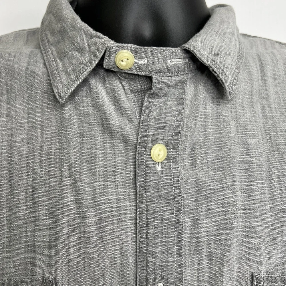 J.Crew Tailored Fit Men's Size XL Solid Gray Cotton Long Sleeve Casual Shirt‎